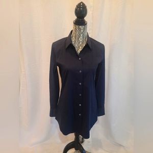 THEORY Button Long Shirt Navy Sz Small